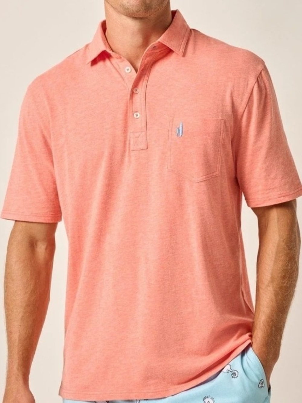 Johnnie O Men's Heathered Original 2.0 Short-Sleeve Pocket Polo Shirt